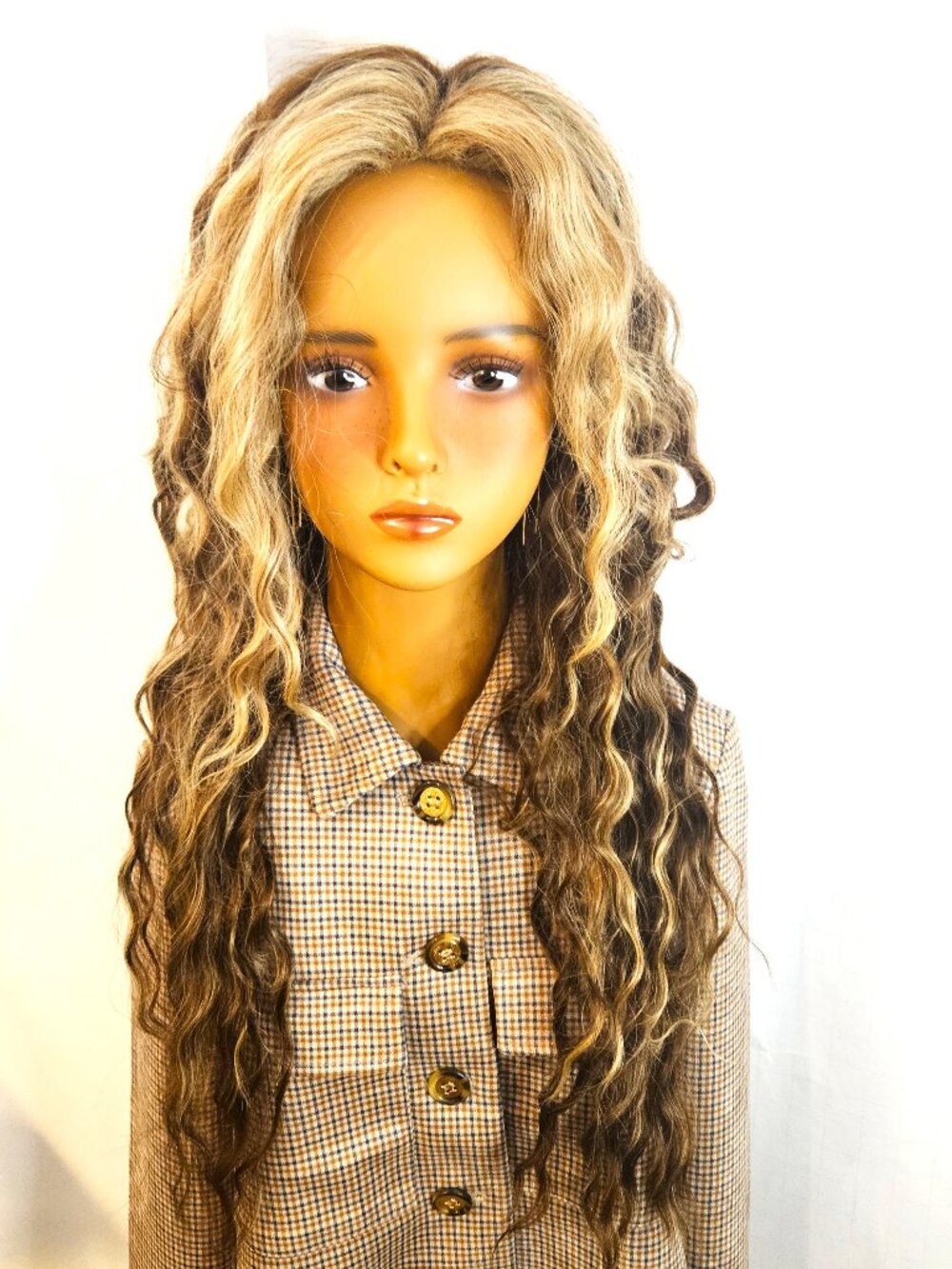 Voluminous Crimped Honey Blonde w Brown Tone Waves will Cascade Down Your Back!